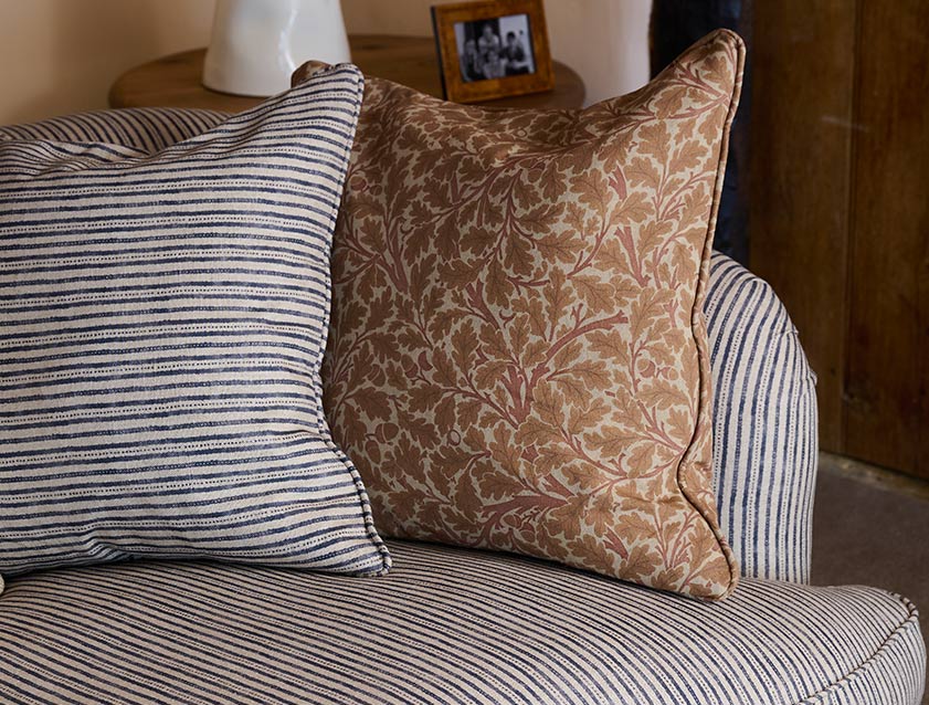 Scatters in Spill Resistant V&A Oak Tree Terracotta and Sussex Stripe Ink